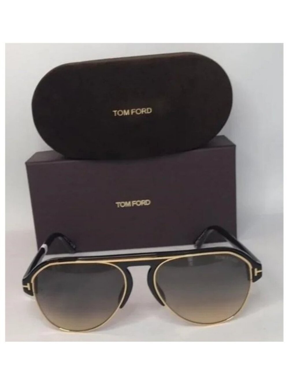Tom Ford MARSHALL FT 0929 Shiny Black/Grey Brown Shaded 58/16/145 unisex Sunglas
